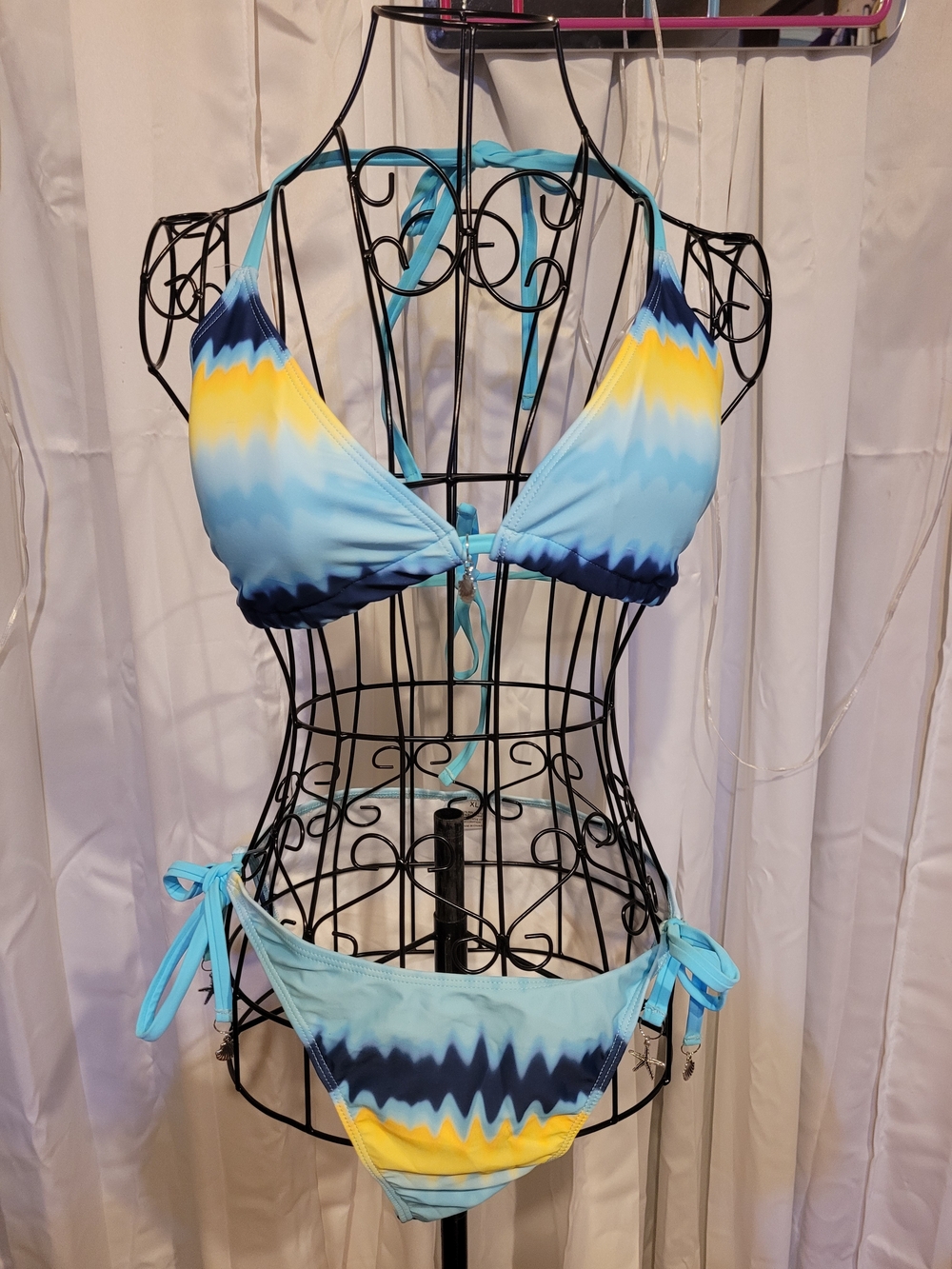 Amazon Blue Yellow Ombre Halter Triangle Bikini